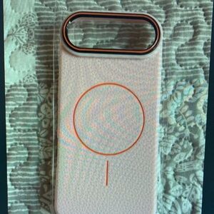 Apple White and Orange Leather Phone Case